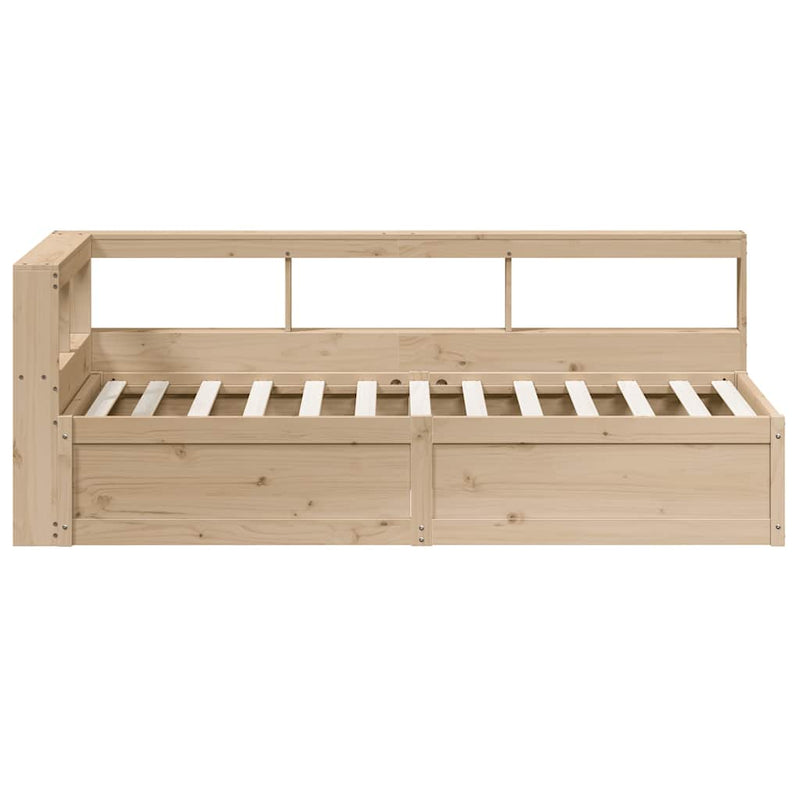 vidaXL tömör fenyőfa könyvespolcos ágy matrac nélkül 90 x 190 cm