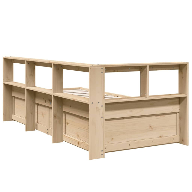 vidaXL tömör fenyőfa könyvespolcos ágy matrac nélkül 90 x 190 cm