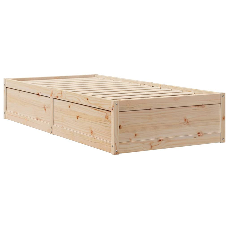 vidaXL tömör fenyőfa könyvespolcos ágy matrac nélkül 90 x 190 cm
