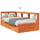 vidaXL barna tömör fenyőfa könyvespolcos ágy matrac nélkül 90 x 190 cm