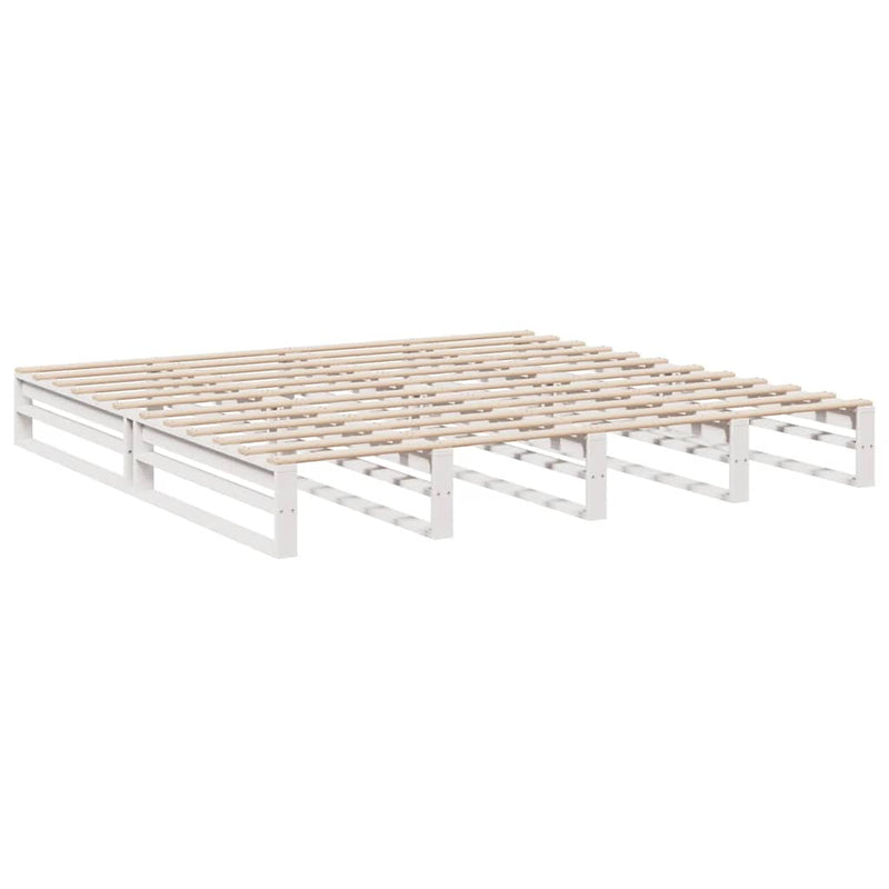 vidaXL fehér tömör fenyőfa könyvespolcos ágy matrac nélkül 200x200 cm