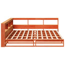 vidaXL barna tömör fenyőfa könyvespolcos ágy matrac nélkül 200 x 200cm