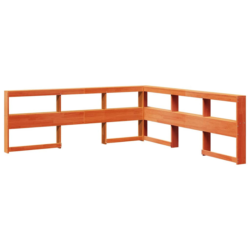 vidaXL barna tömör fenyőfa könyvespolcos ágy matrac nélkül 200 x 200cm