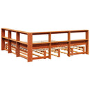 vidaXL barna tömör fenyőfa könyvespolcos ágy matrac nélkül 180 x 200cm