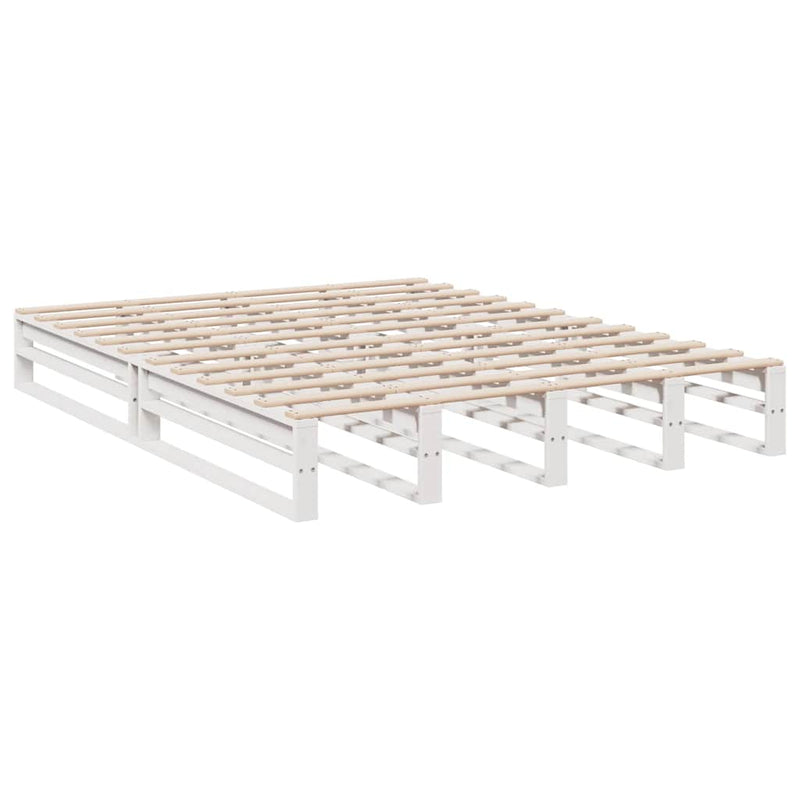 vidaXL fehér tömör fenyőfa könyvespolcos ágy matrac nélkül 150x200 cm