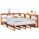 vidaXL barna tömör fenyőfa könyvespolcos ágy matrac nélkül 150 x 200cm