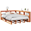 vidaXL barna tömör fenyőfa könyvespolcos ágy matrac nélkül 140 x 200cm