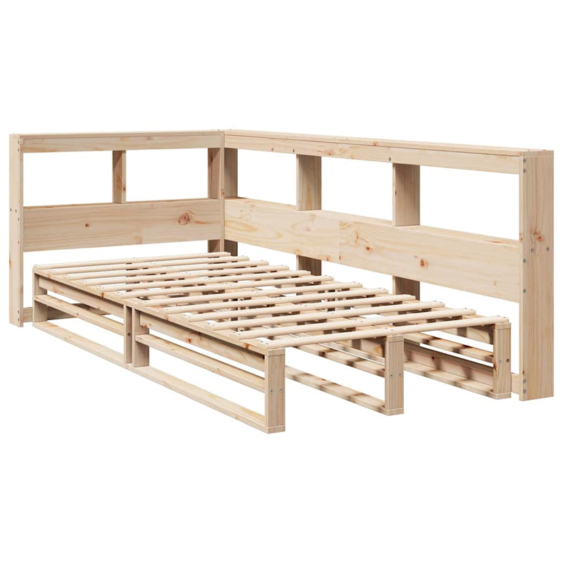 vidaXL tömör fenyőfa könyvespolcos ágy matrac nélkül 100 x 200 cm