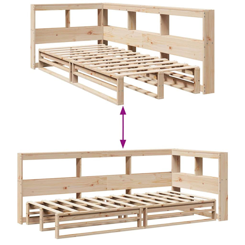 vidaXL tömör fenyőfa könyvespolcos ágy matrac nélkül 100 x 200 cm