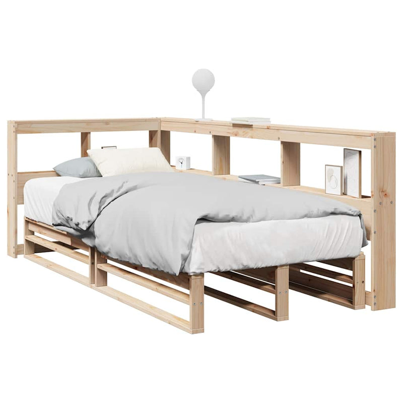 vidaXL tömör fenyőfa könyvespolcos ágy matrac nélkül 100 x 200 cm