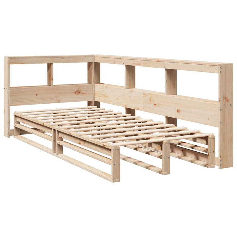 vidaXL tömör fenyőfa könyvespolcos ágy matrac nélkül 90 x 200 cm