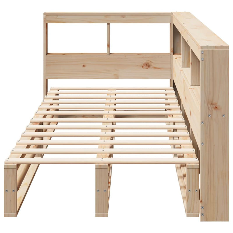 vidaXL tömör fenyőfa könyvespolcos ágy matrac nélkül 90 x 200 cm
