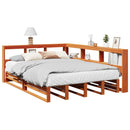 vidaXL barna tömör fenyőfa könyvespolcos ágy matrac nélkül 140 x 190cm