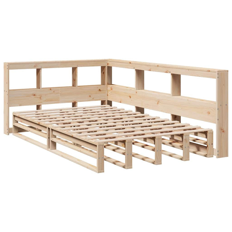 vidaXL tömör fenyőfa könyvespolcos ágy matrac nélkül 120 x 190 cm