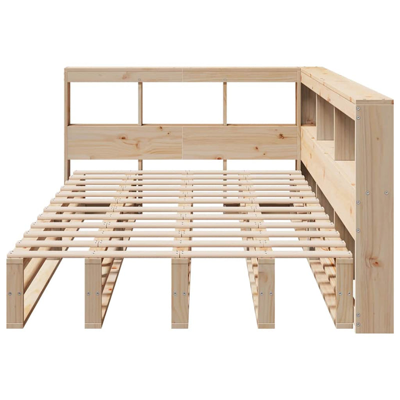 vidaXL tömör fenyőfa könyvespolcos ágy matrac nélkül 120 x 190 cm