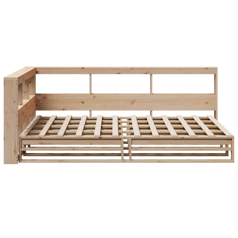 vidaXL tömör fenyőfa könyvespolcos ágy matrac nélkül 120 x 190 cm