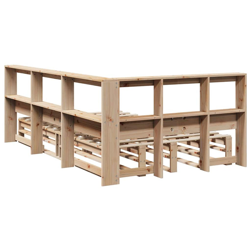 vidaXL tömör fenyőfa könyvespolcos ágy matrac nélkül 120 x 190 cm