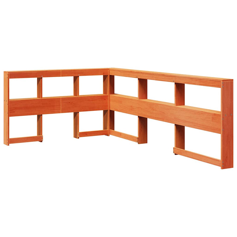 vidaXL barna tömör fenyőfa könyvespolcos ágy matrac nélkül 120 x 190cm