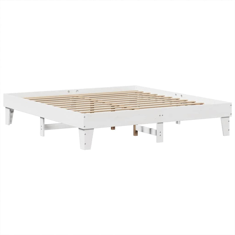 vidaXL fehér tömör fenyőfa könyvespolcos ágy matrac nélkül 200x200 cm