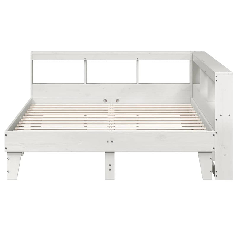 vidaXL fehér tömör fenyőfa könyvespolcos ágy matrac nélkül 150x200 cm