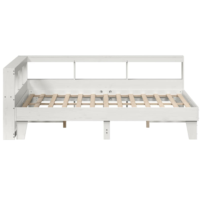 vidaXL fehér tömör fenyőfa könyvespolcos ágy matrac nélkül 150x200 cm