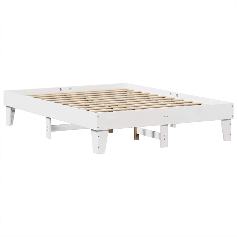 vidaXL fehér tömör fenyőfa könyvespolcos ágy matrac nélkül 150x200 cm