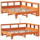 vidaXL barna tömör fenyőfa könyvespolcos ágy matrac nélkül 150 x 200cm