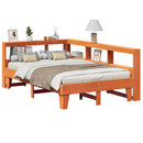 vidaXL barna tömör fenyőfa könyvespolcos ágy matrac nélkül 120 x 200cm