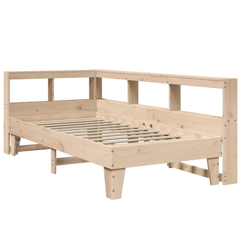 vidaXL tömör fenyőfa könyvespolcos ágy matrac nélkül 100 x 200 cm