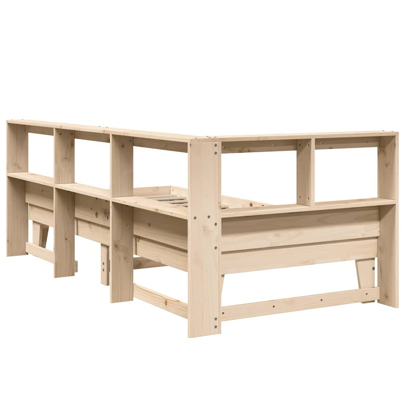 vidaXL tömör fenyőfa könyvespolcos ágy matrac nélkül 100 x 200 cm