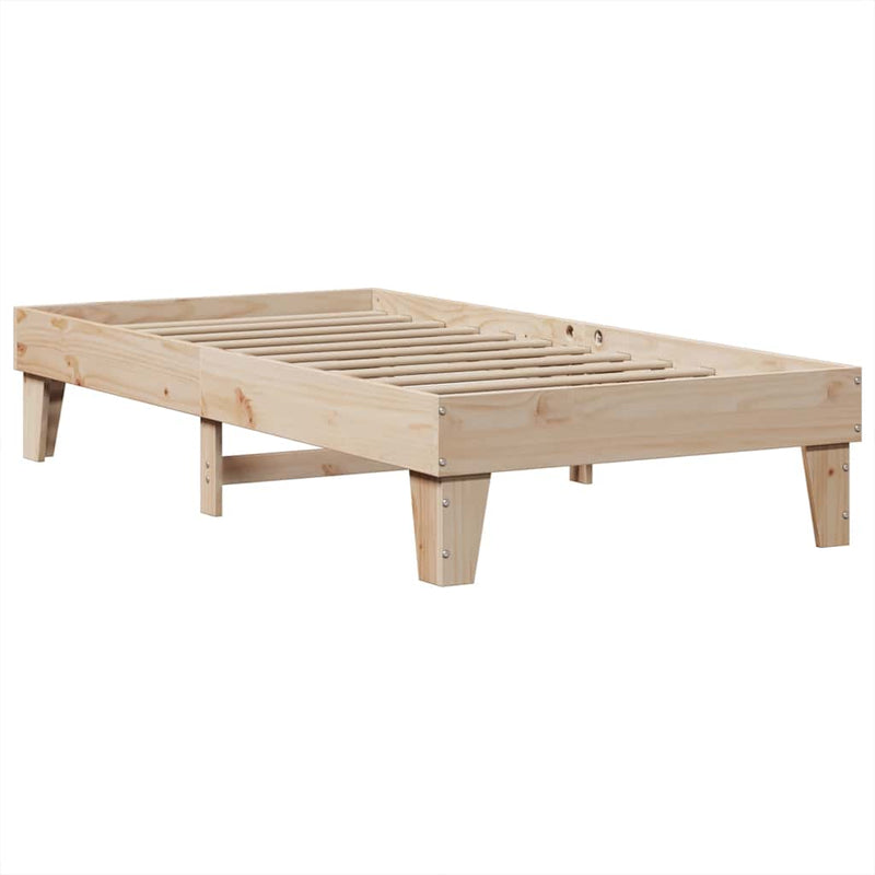 vidaXL tömör fenyőfa könyvespolcos ágy matrac nélkül 100 x 200 cm