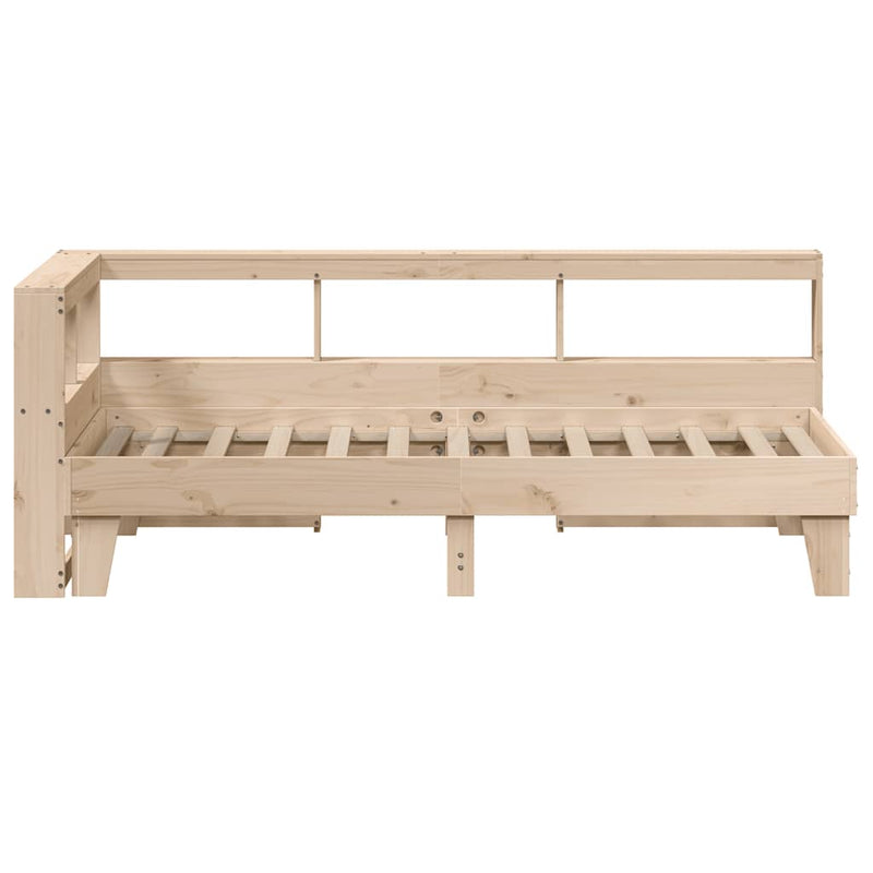 vidaXL tömör fenyőfa könyvespolcos ágy matrac nélkül 90 x 200 cm