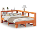 vidaXL barna tömör fenyőfa könyvespolcos ágy matrac nélkül 140 x 190cm