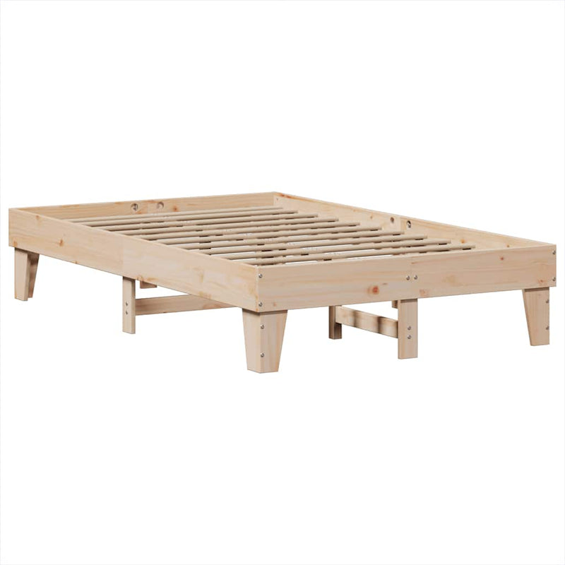 vidaXL tömör fenyőfa könyvespolcos ágy matrac nélkül 135 x 190 cm