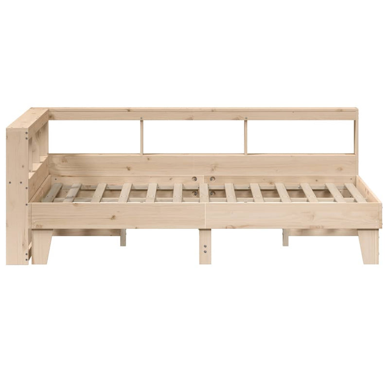 vidaXL tömör fenyőfa könyvespolcos ágy matrac nélkül 135 x 190 cm