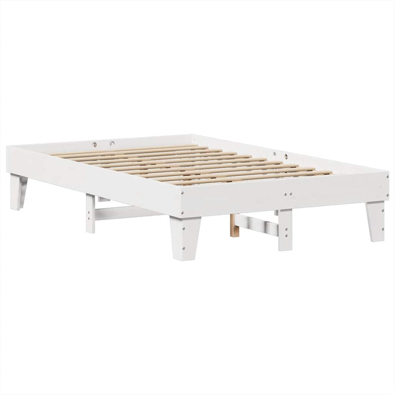 vidaXL fehér tömör fenyőfa könyvespolcos ágy matrac nélkül 135x190 cm