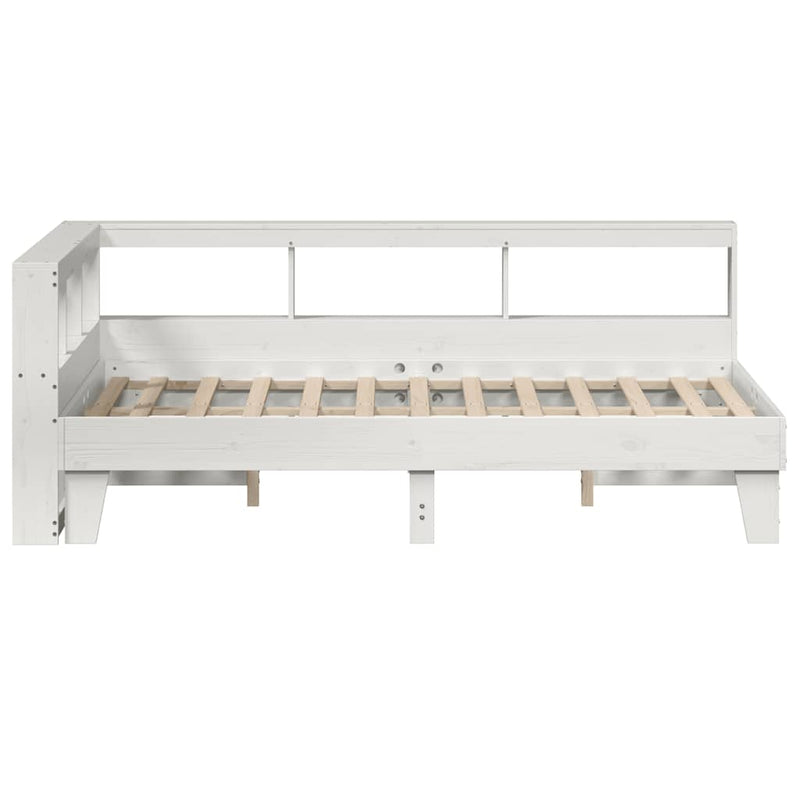 vidaXL fehér tömör fenyőfa könyvespolcos ágy matrac nélkül 135x190 cm