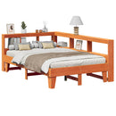 vidaXL barna tömör fenyőfa könyvespolcos ágy matrac nélkül 135 x 190cm