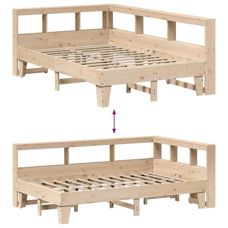 vidaXL tömör fenyőfa könyvespolcos ágy matrac nélkül 120 x 190 cm