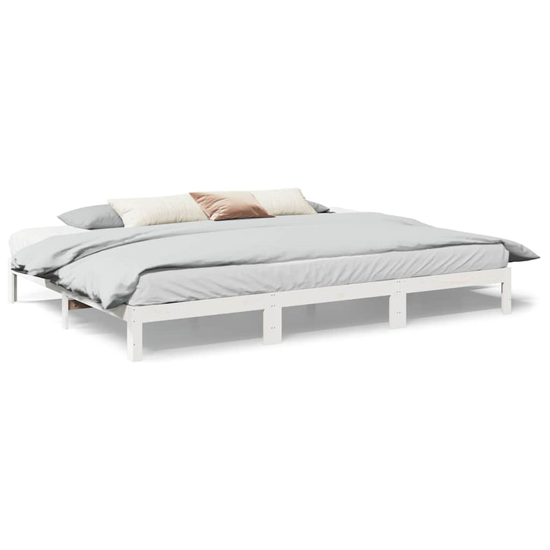 vidaXL családi ágykeret matrac nélkül fehér 270x200cm tömör fa fenyőfa