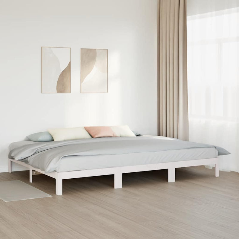 vidaXL családi ágykeret matrac nélkül fehér 270x200cm tömör fa fenyőfa