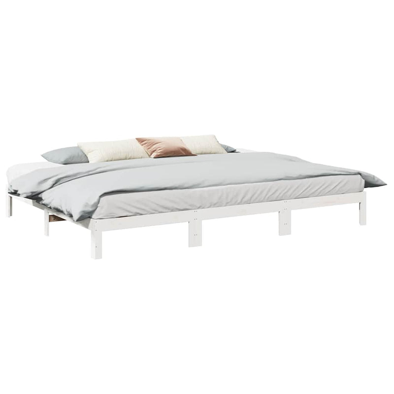 vidaXL családi ágykeret matrac nélkül fehér 270x200cm tömör fa fenyőfa