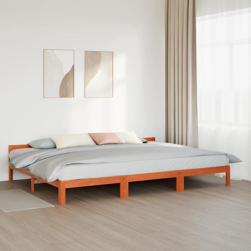 vidaXL családi ágykeret matrac nélkül viaszbarna 240x200 cm