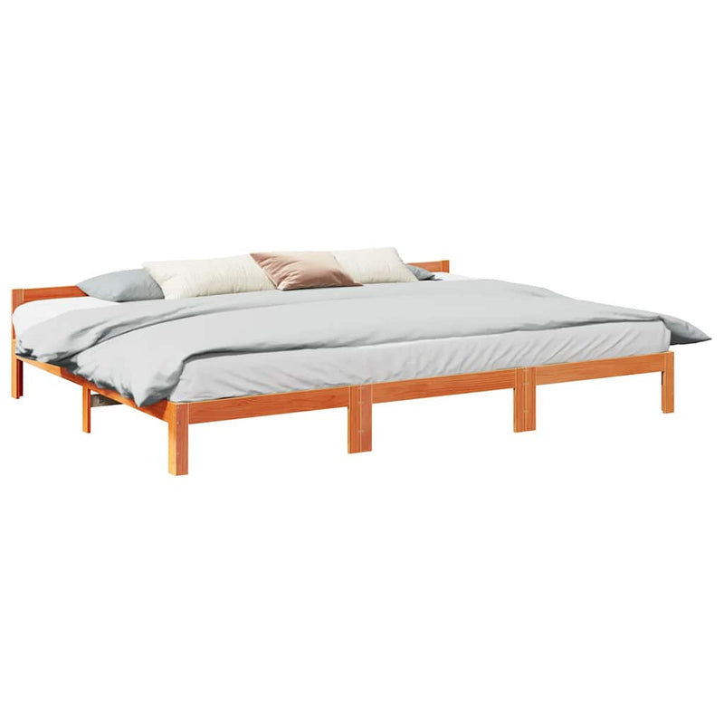 vidaXL családi ágykeret matrac nélkül viaszbarna 240x200 cm