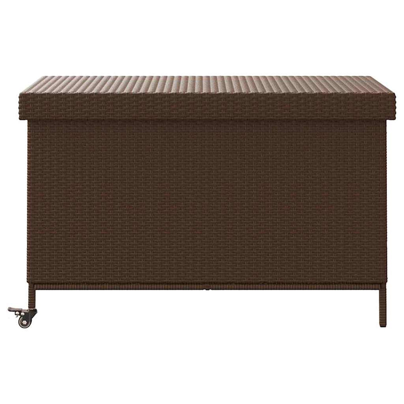 vidaXL barna polyrattan kerti tárolóláda kerekekkel 110x55x73 cm