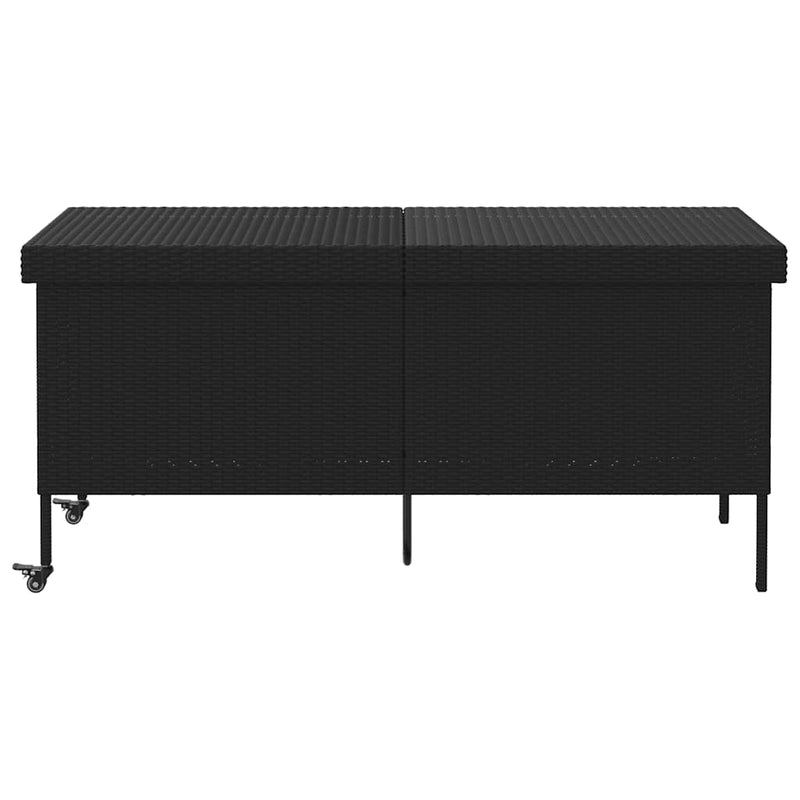 vidaXL fekete polyrattan kerti tárolóláda kerekekkel 160x55x75 cm