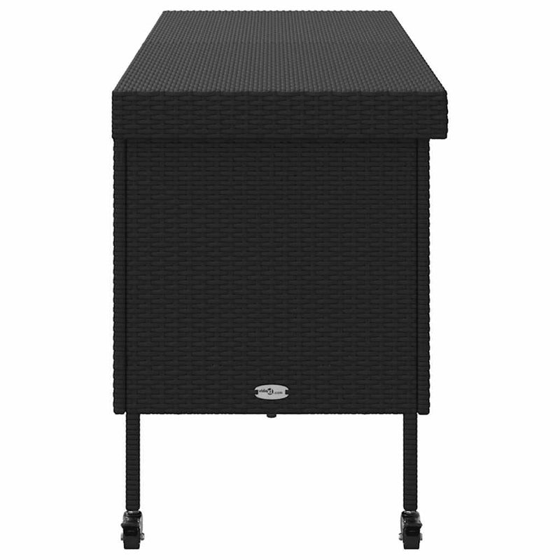 vidaXL fekete polyrattan kerti tárolóláda kerekekkel 160x55x75 cm