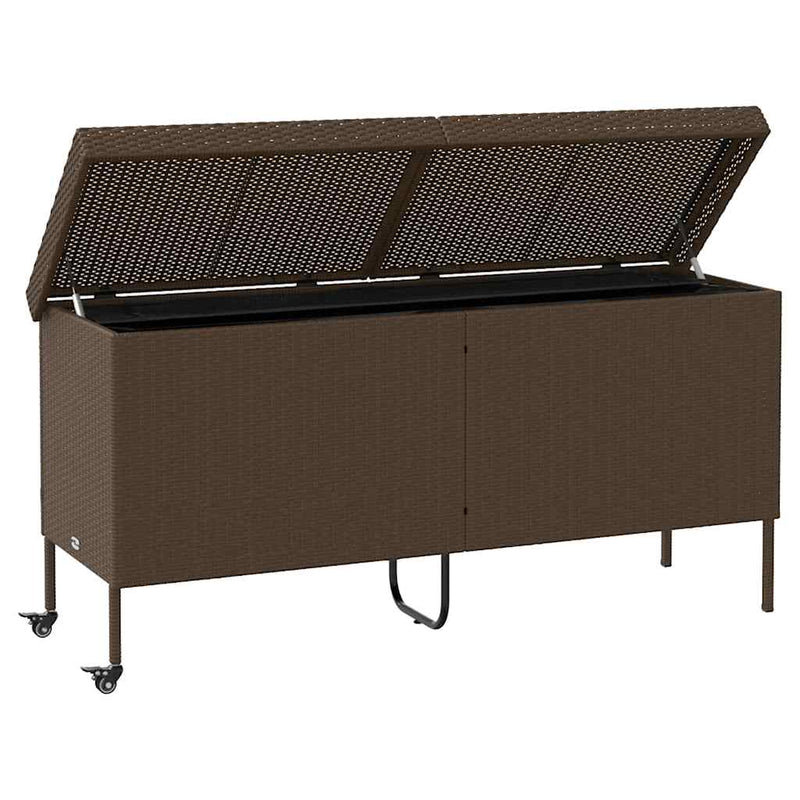 vidaXL barna polyrattan kerti tárolóláda kerekekkel 160x55x75 cm