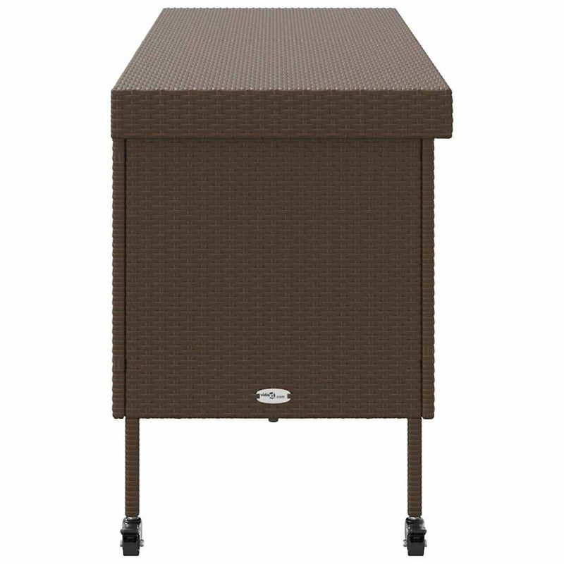 vidaXL barna polyrattan kerti tárolóláda kerekekkel 160x55x75 cm