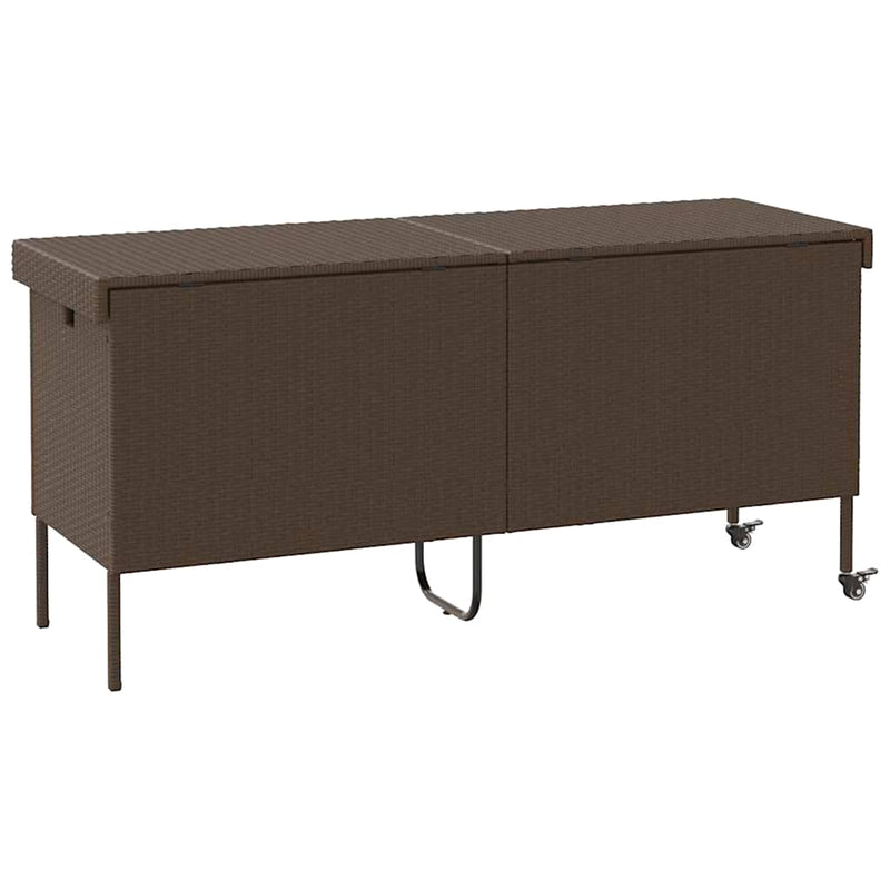 vidaXL barna polyrattan kerti tárolóláda kerekekkel 160x55x75 cm